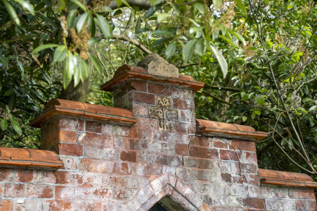 A photo of the decorative brickwork on a wall around Rayners Penn